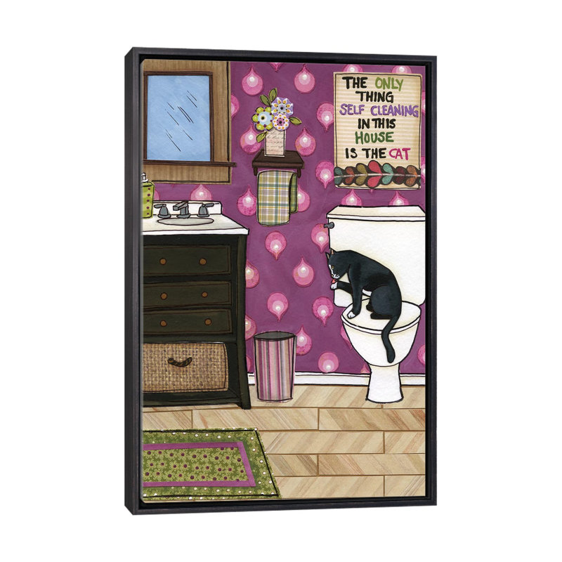 " Self Cleaning " by Jamie Morath, 26" H x 18" W x 1.5" D, Distressed Black Framed Canvas, No Mat