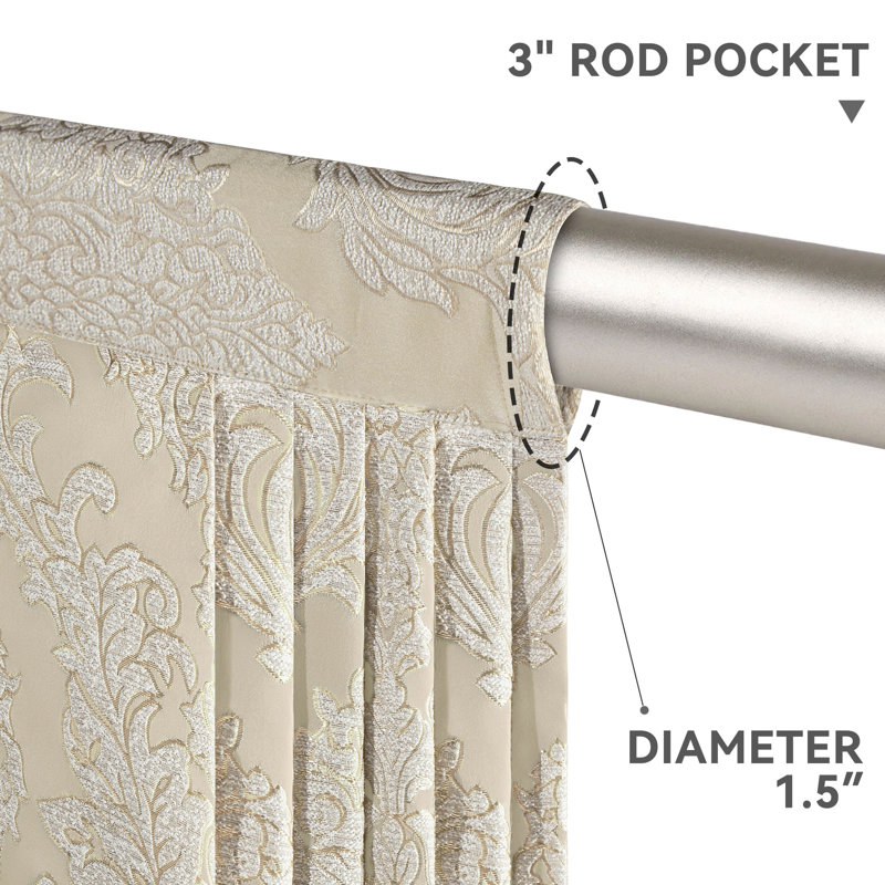 Damask Window Valance in Beige, 79" W x 11.2" L