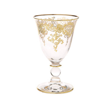 Set of 6 Short Stem Glasses with Cut Crystal Design – Classic Touch Decor