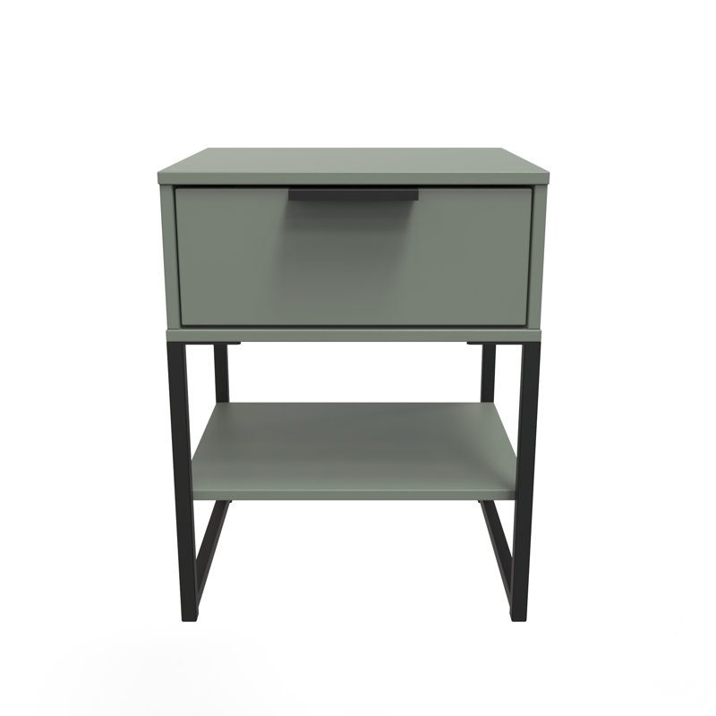 Bibek 58cm W Manufactured Wood Bedside Table, Reed Green