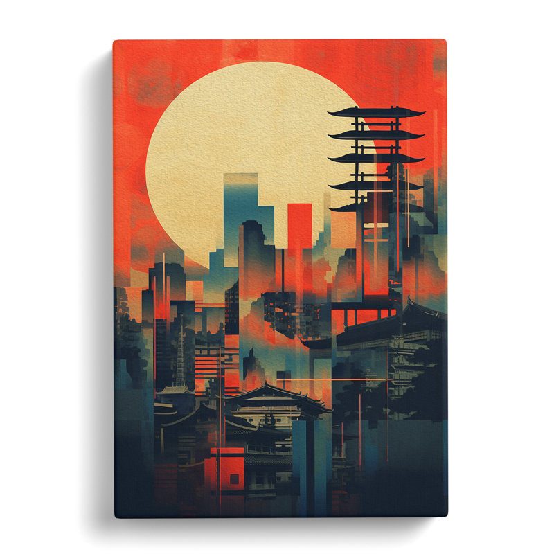 Japanese Sunset Constructivism - No Frame Print, 76cm H x 50cm W x 3cm D