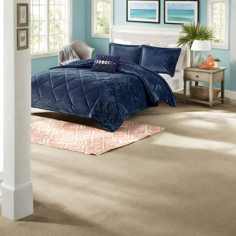 Luxurious Velvet Bedding Sets, Hypoallergenic Polyester, Modern Navy Home Comfort