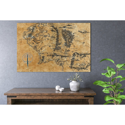 " Lord Of The Rings Rhovanion Grey Mountains Map Tolkien Angmar WallArt Canvas Poster Print Wall Decor "