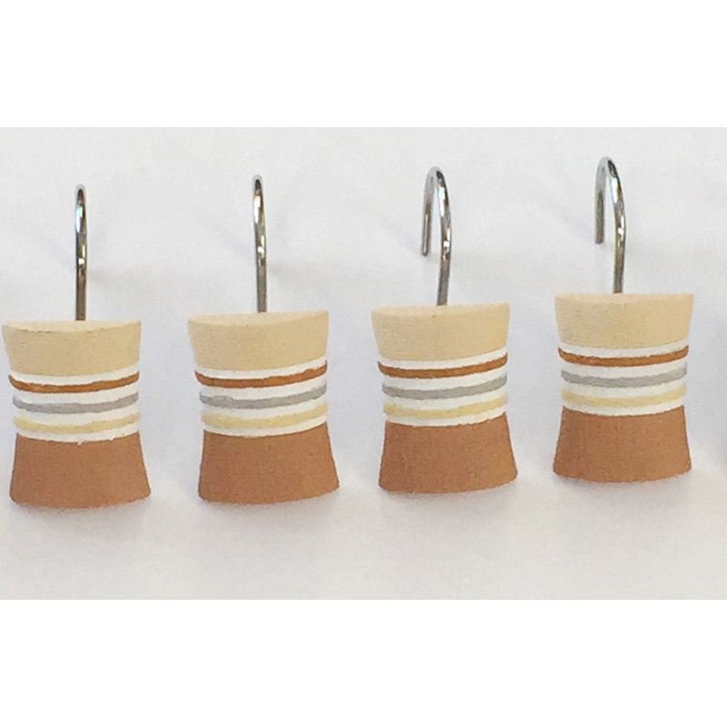 Crochets de rideau de douche décoratifs Asherton, Beige / Brun