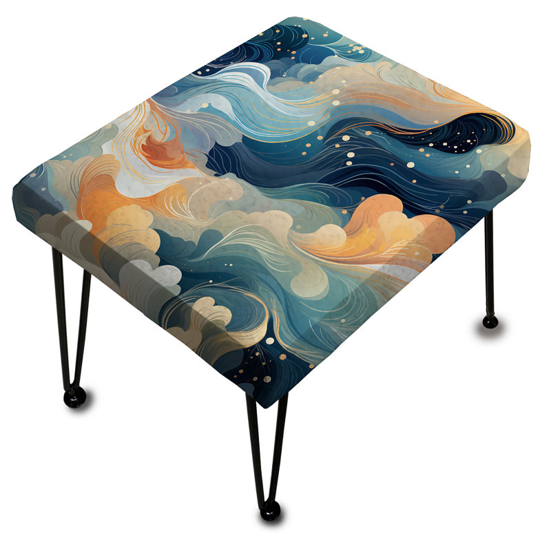Dreamy Curved Waves Mirage - Repose-pieds rectangulaire abstrait