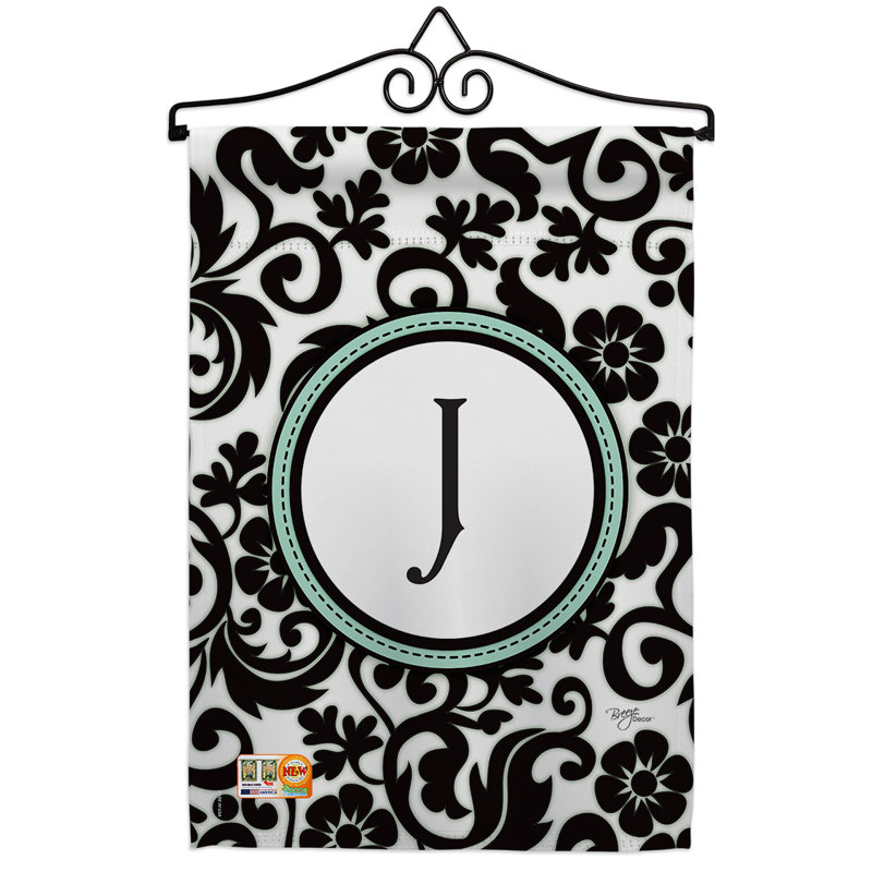 Damas initial en polyester 2 faces 19 x 13 po ensemble de drapeaux, J