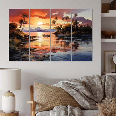Dominicain lever de soleil sur Saman - ensemble de décoration murale nautique et plage en métal