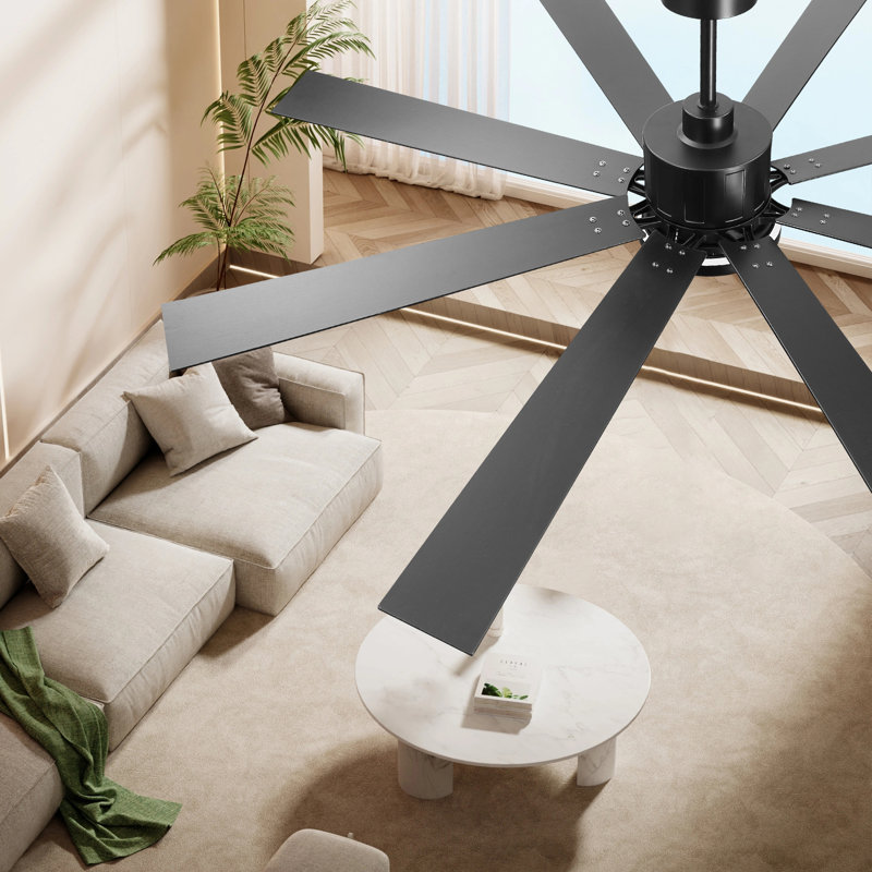 72 Inch Large Ceiling Fan With Light, Reversible DC Motor, Modern Ceiling Fan for Living Room, Black, Black