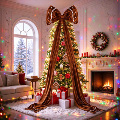 Surmatelas d'arbre de Noël en peluche surdimensionné, pour manteau de cheminée, foyer, porte d'entrée, emballage cadeau, fête de Noël et décoration intérieure de mariage