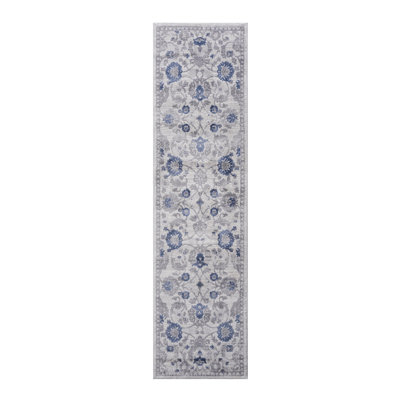 2X8 Blue / Silver / Oriental Runner Rug
