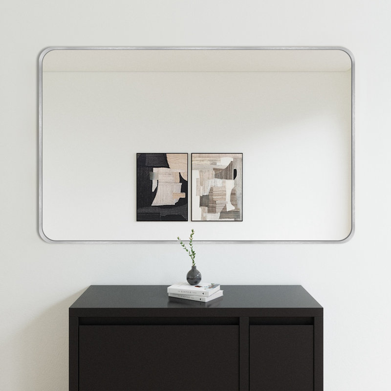 Viridiana Metal Rectangle Wall Mirror, 48" x 30", Silver