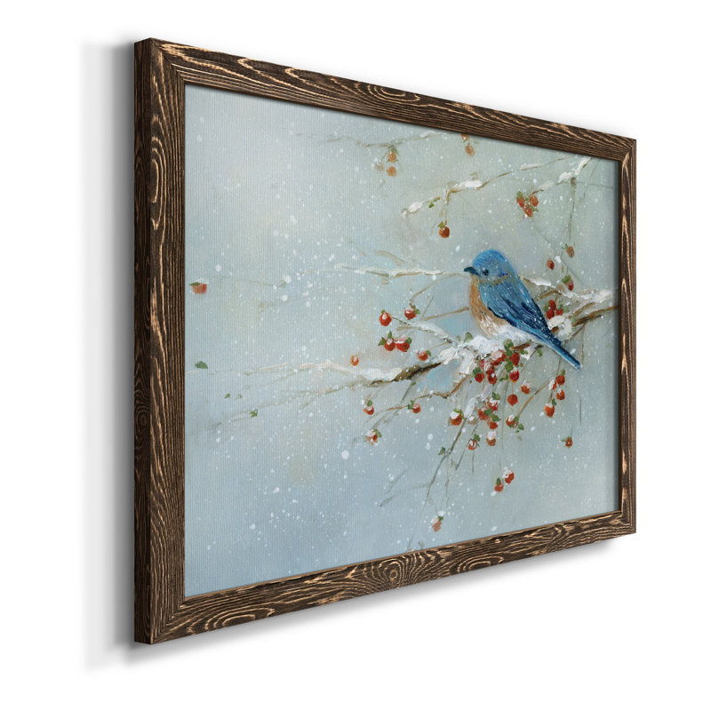 «Blue Bird in Winter», reproduction d'art sur toile encadrée, Noyer, H 24 po x l 18 po x P 1,5 po