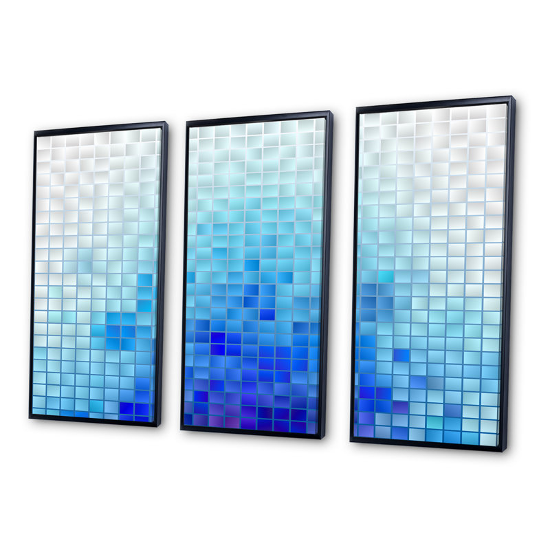 " Unknown " 3 - Pieces, 28" H x 36" W x 1" D, Black Framed