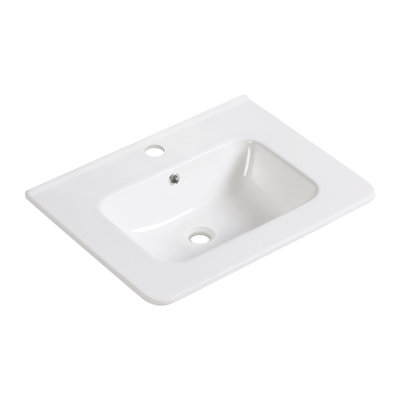 Bathroom Vessel Sink, Ceramic Bathroom Vanity Sink Top Without Faucet&,Drain  Convenient For Storing Personal Items - Glossy White
