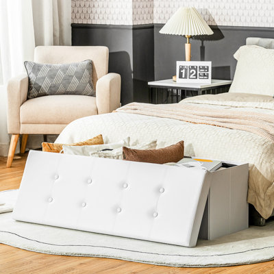 Foldable Storage Ottoman Bench Large Storage Chest With Divider
