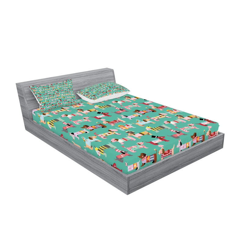 Multicolore drap-housse et coussin décoratif Ambesonne, Ensemble de draps pour très grand lit californien