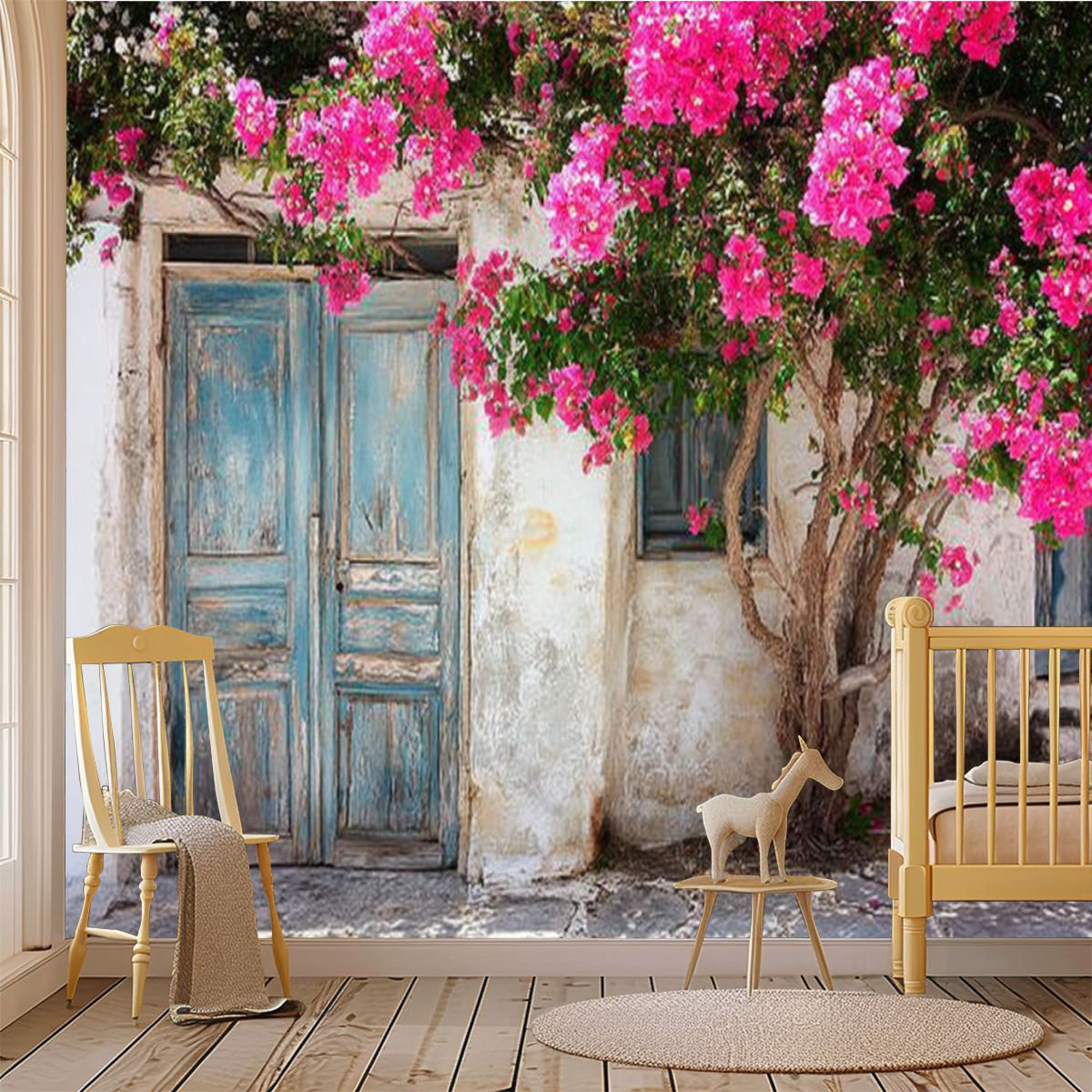Lark Manor™ Peel and Stick Canvas Wallpaper Wall Mural Old doors Tree ...