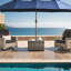 Emanuell Square Glass, Wicker / Rattan Outdoor Coffee Table With Umbrella Hole-943147539