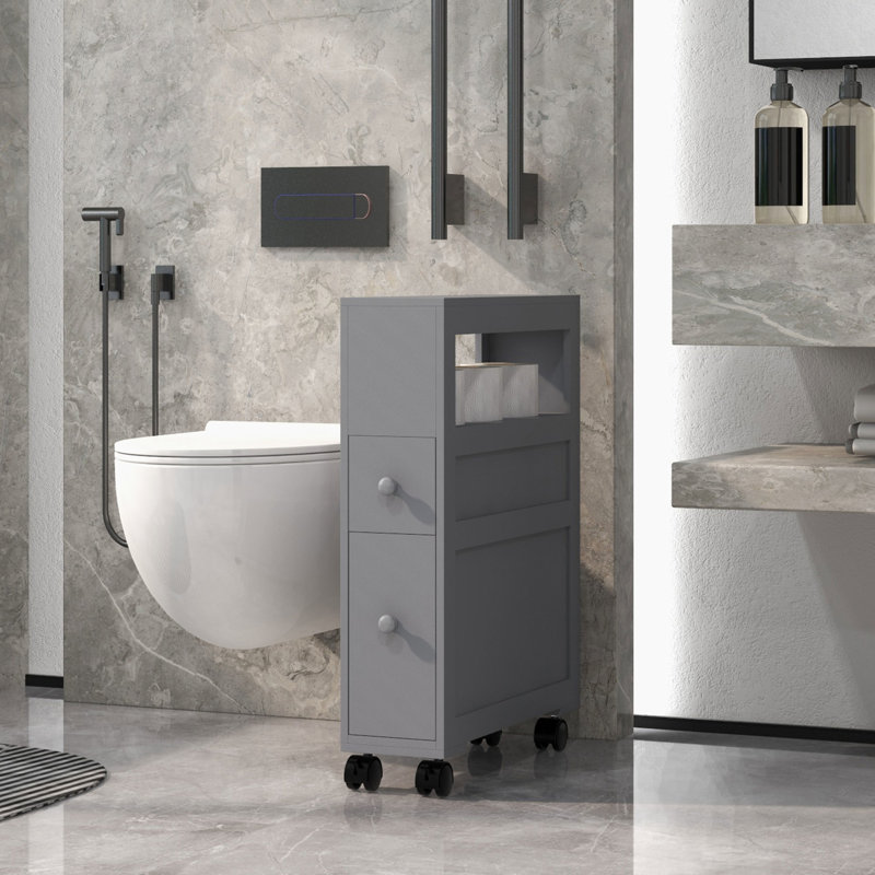 Bathroom Rolling Cabinet For Space Optimization In Gray - With Capacity Of 45 Lbs