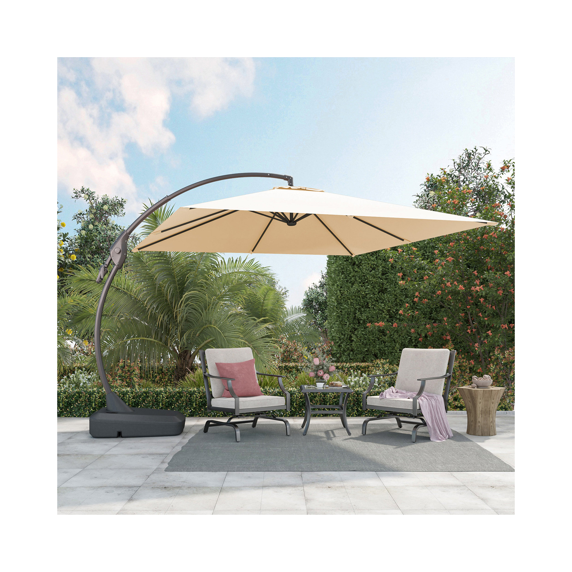 Desiree 9'10" Square Cantilever Sunbrella Umbrella, Canvas Flax