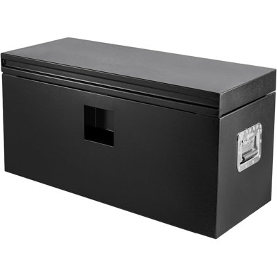 Black Steel Truck Bed Tool Box, Iron Safe Powder Coated Storage Chest, Weatherproof Tool Organizer for Truck Bed, RV, Trailer