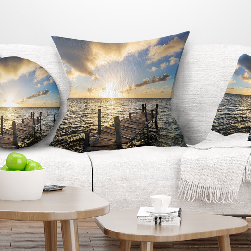 Coussin boardwalk de pont en mer, 16 po x 1 po, Coussin décoratif