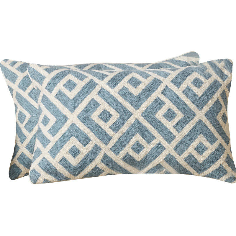 Embroidered Feather Reversible Throw Pillow