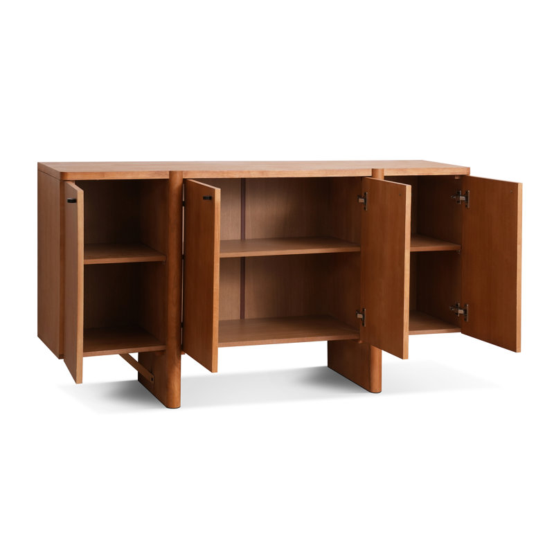 Govanny Storage Sideboard With Adjustable Shelves & Rubberwood Legs, 30" H x 55.25" W x 15.75" D, Natural