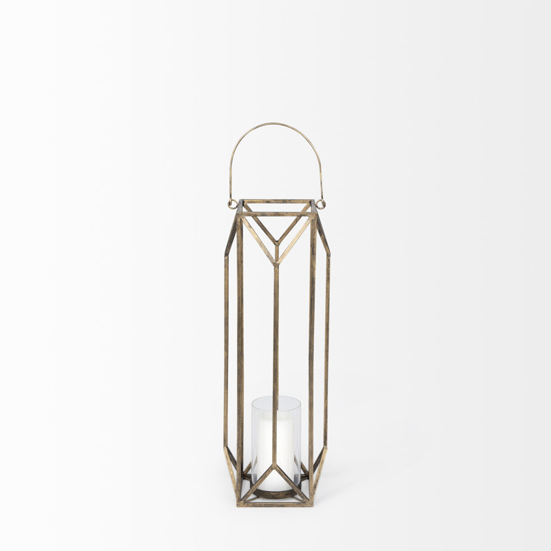 Metal Tabletop Lantern, 29.72" H x 8.26" W x 8.26" D