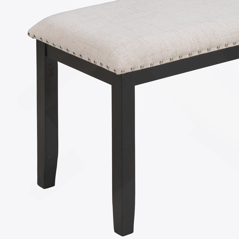 Table de salle à manger 6 pièces avec 4 chaises et 1 banc, table avec placages en marbre