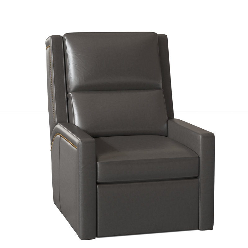 Norman Recliner, #9 Old Gold, Power Button with Battery Pack, Anilina Cacao Genuine Leather