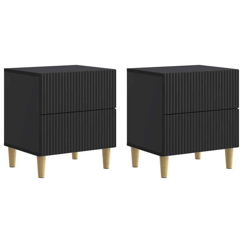 43cm W Manufactured Wood Bedside Table, Black