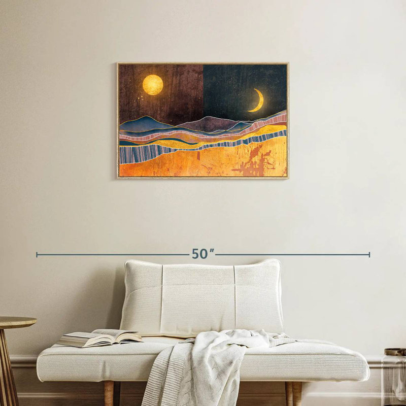 Blairs Dusk To Dawn, Floating Frame Natural Wood, 31" X 21"