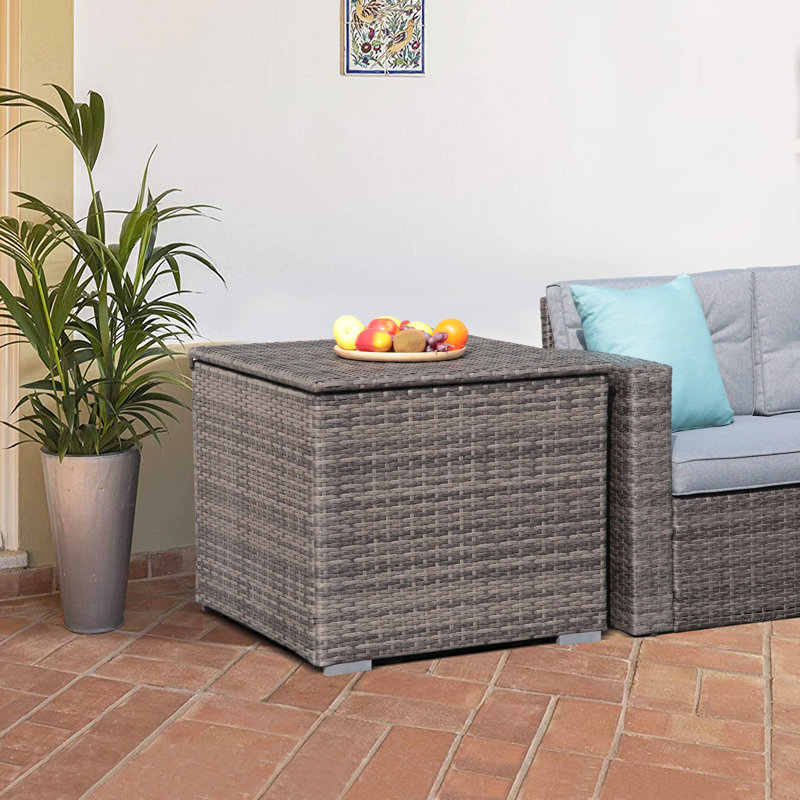 Sunsitt 28.7'' W 88 Gallons Water Resistant Wicker Deck Box, Grey