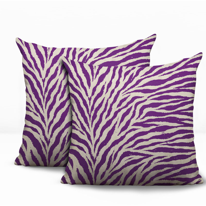 Oreiller réversible Jay Zebra, 18x18, Purple