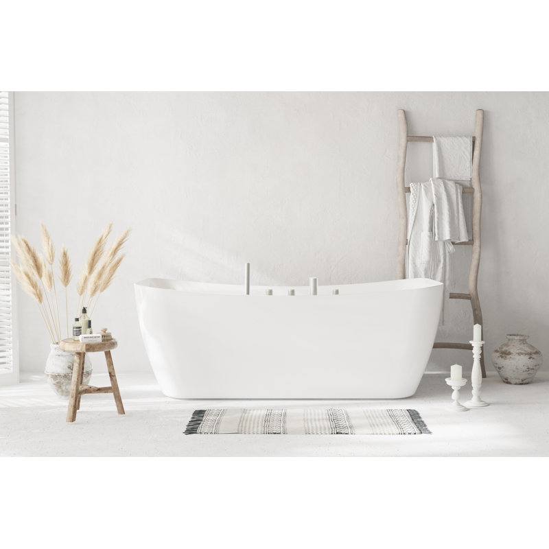 Dezra 66.94'' x 30.75'' Soaking Bathtub, Brushed Nickel