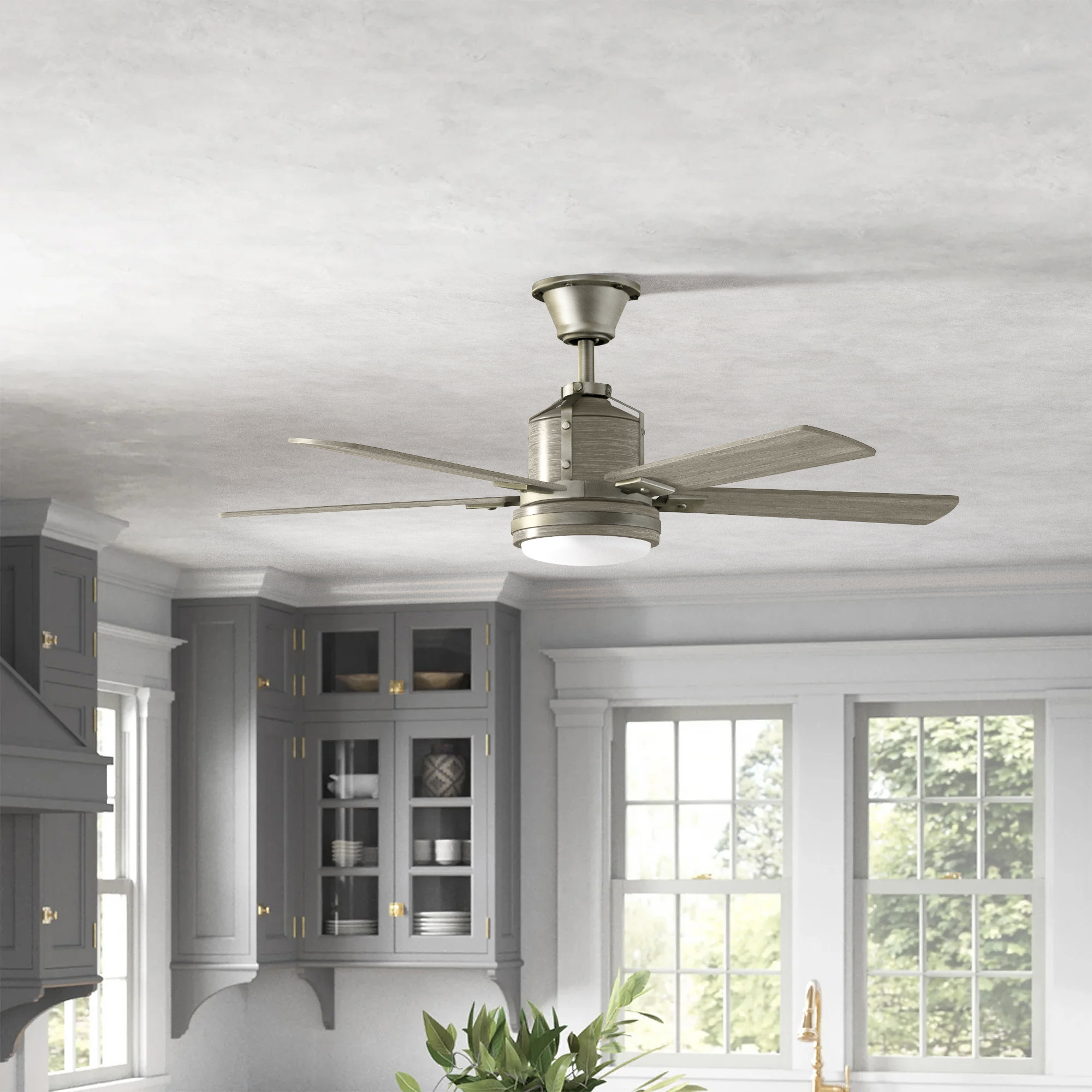 Colerne 52'' 5 Blade Ceiling Fan with LED Light Kit, Brushed Nickel