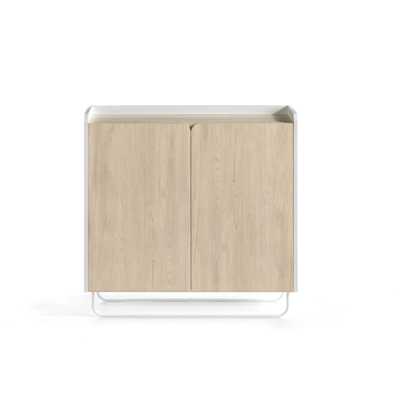 15 Pair Shoe Storage Cabinet, White/Light Oak