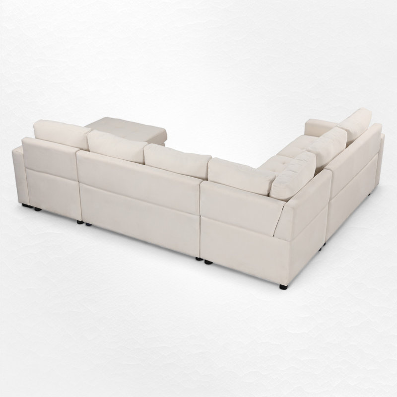 Canapé modulaire 4 pièces Dellarae, Mélange de polyester beige