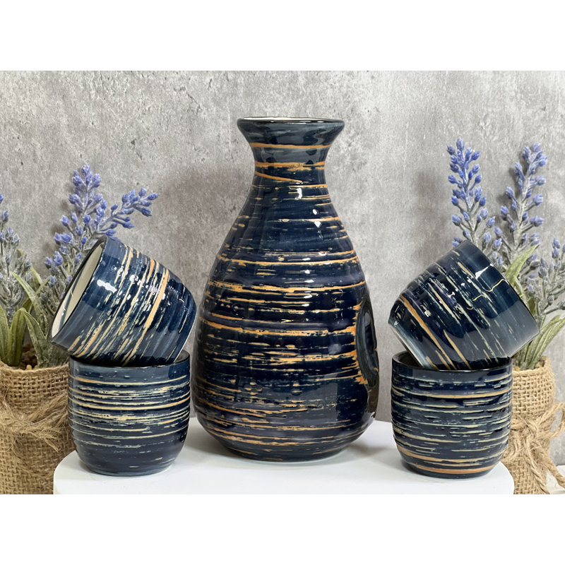 Blue Swirls Sake Set