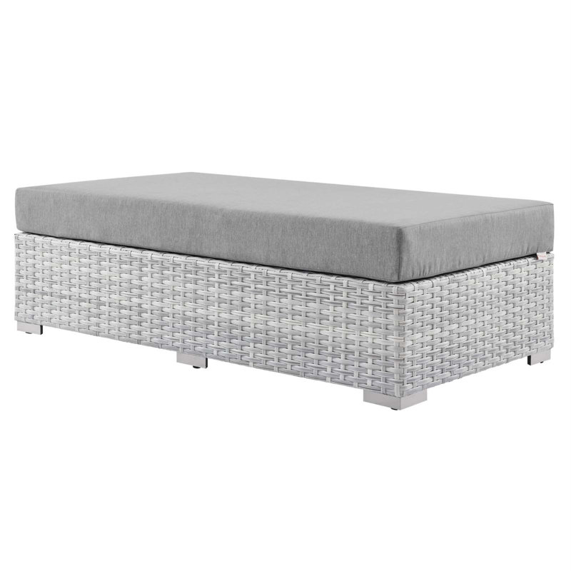 Convene Outdoor Patio Rectangular Ottoman, Gray