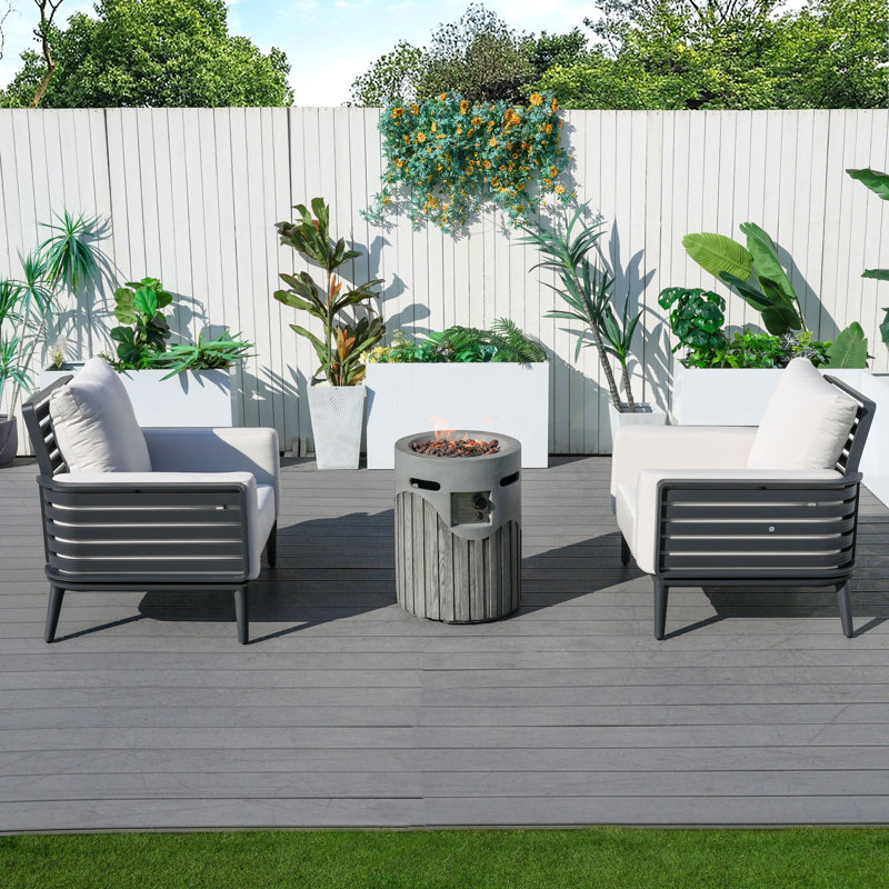 Ensemble de meubles de patio 3 pièces avec foyer