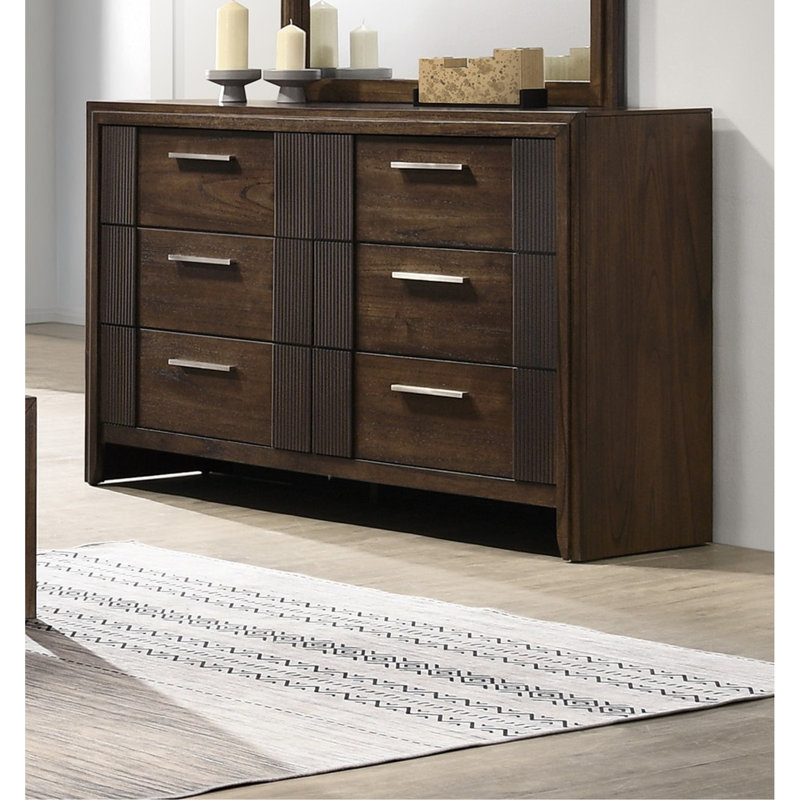 Commode contemporaine à 6 tiroirs 1Pc, Brun