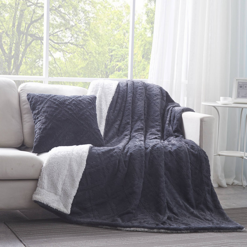 Faux Fur Pillow Cover, Blue