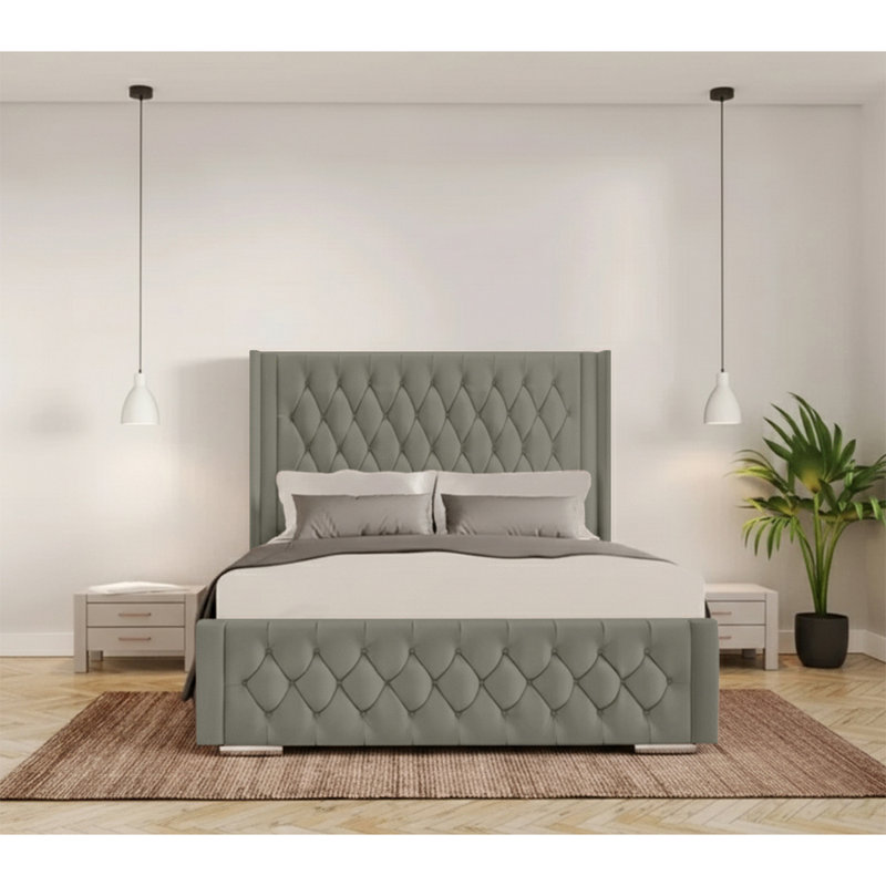 Athlene Upholstered Bed Frame, Single (3'), Asphalt