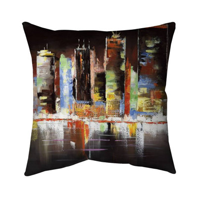 Cityscape By Night - Double Sided Print Indoor Pillow - 16X16