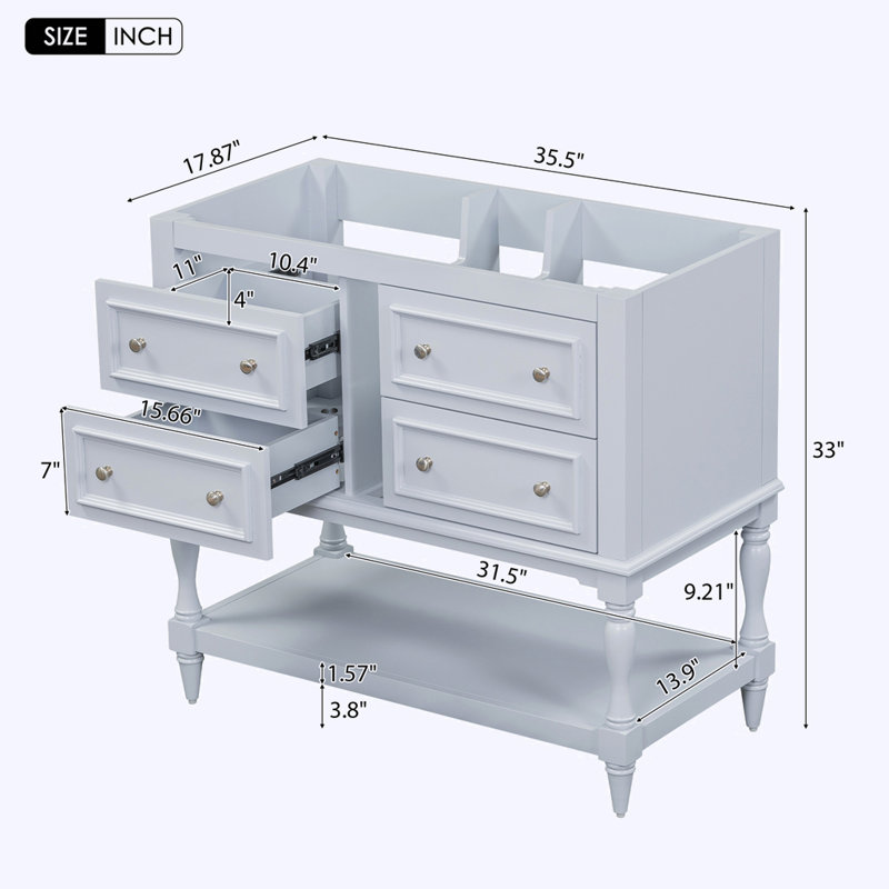 Meuble-lavabo de salle de bain sans lavabo, Bleu