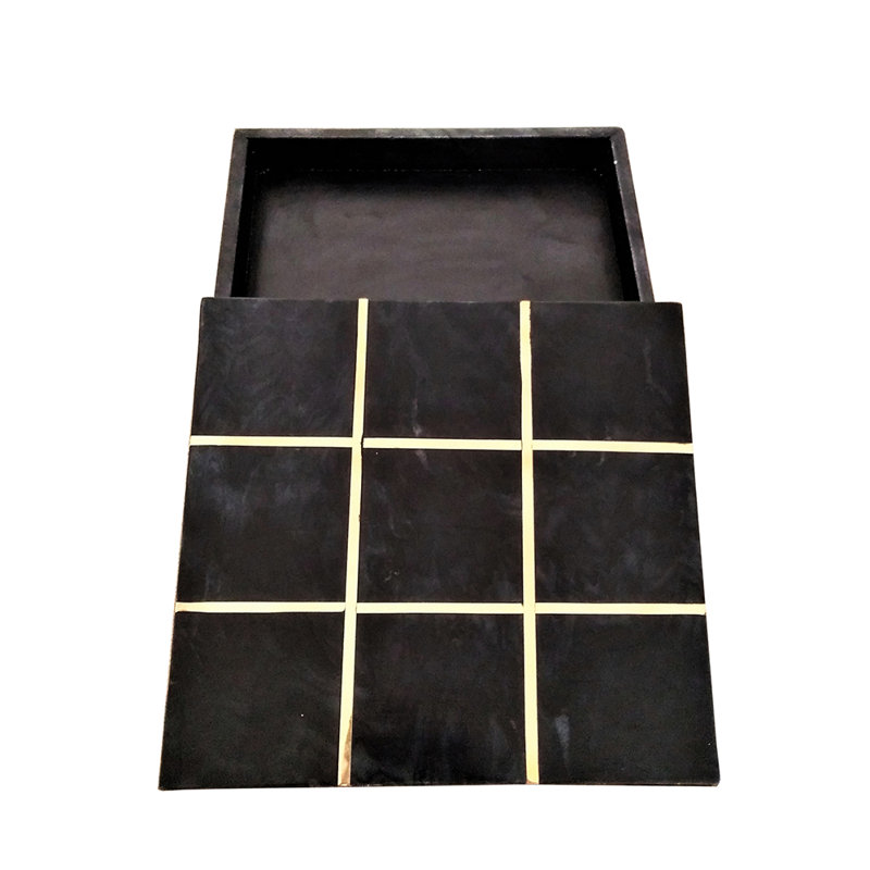 Boîte décorative Tic-Tac-Toe, Noir, H 2 po x l 12 po x P 12 po