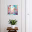 Key cabinet, Opens to the right, 30x30x5, White, Flowers in shades of purple on a blue background, 
