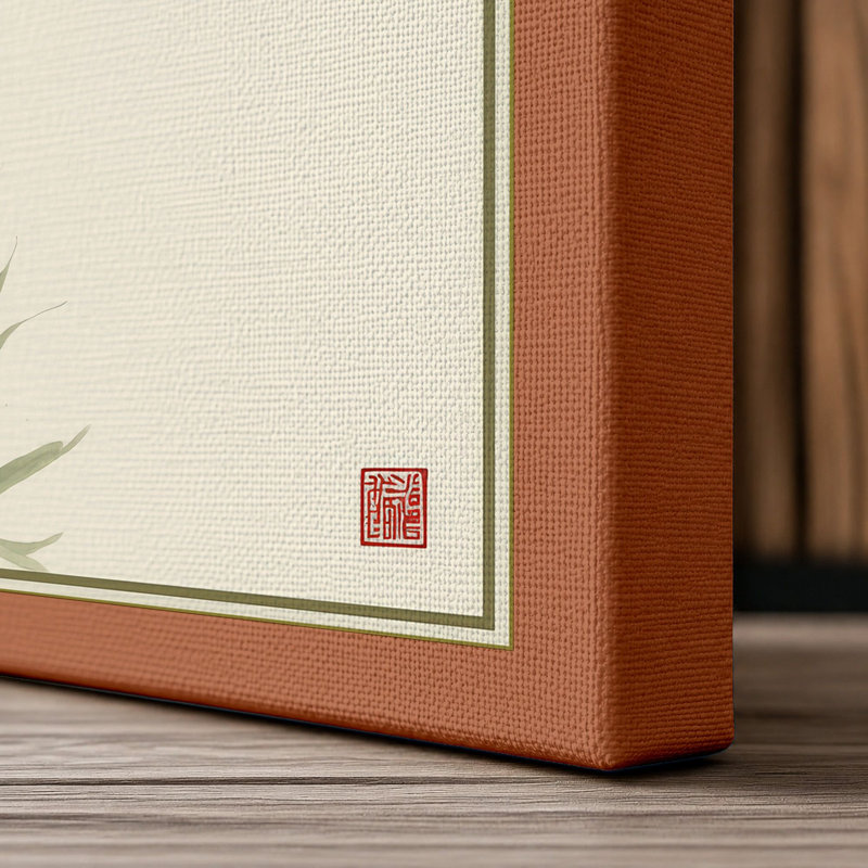 Bamboo in Silence Japandi - Wrapped Canvas, 36x24 - 91.4 x 61.0 cm, Terracotta Border